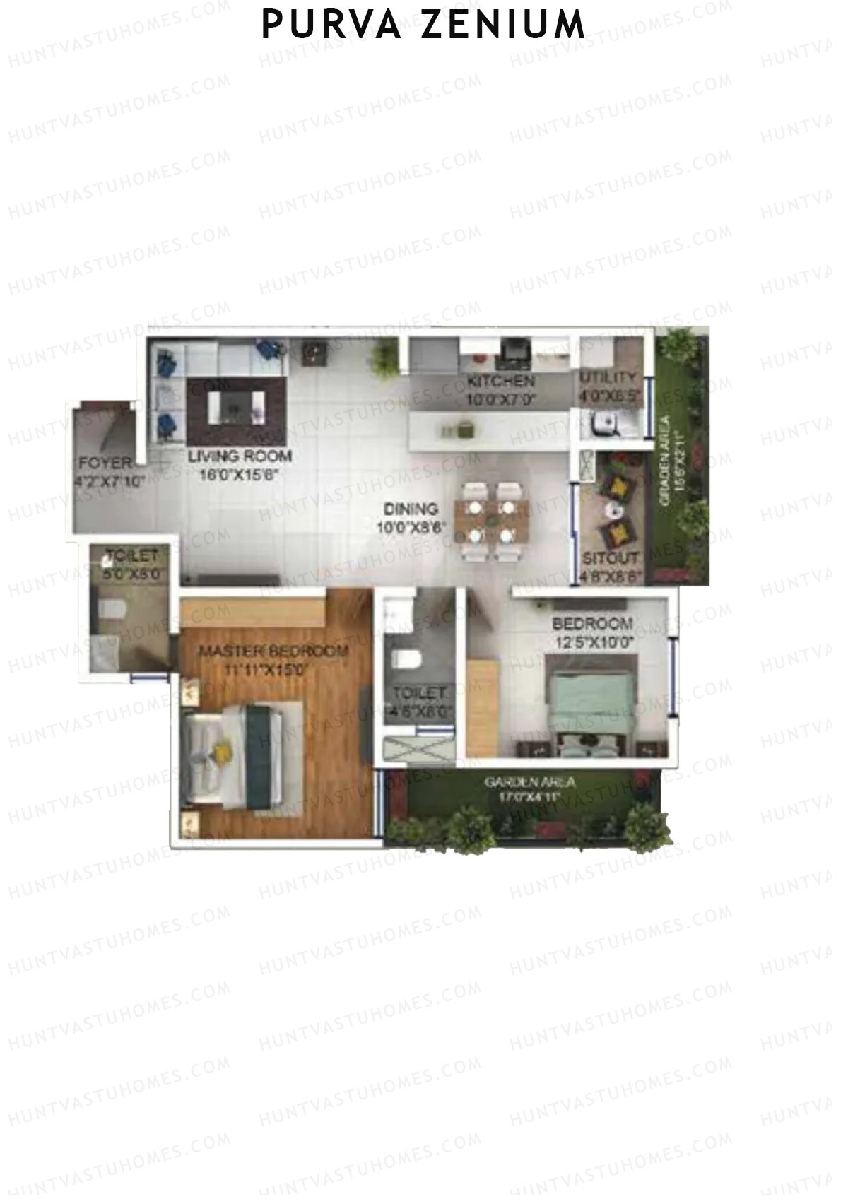 Purva Zenium Tower 9 Unit 3 Floor Plan