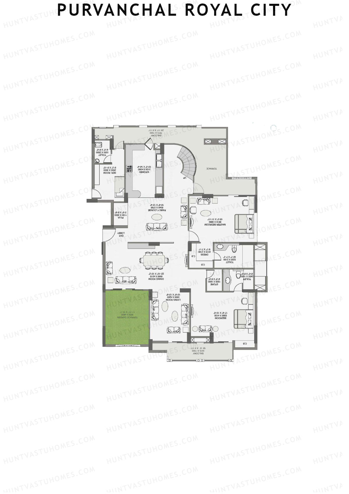 Purvanchal Royal City Tower 14 Unit 3 (Duplex ) Floor Plan