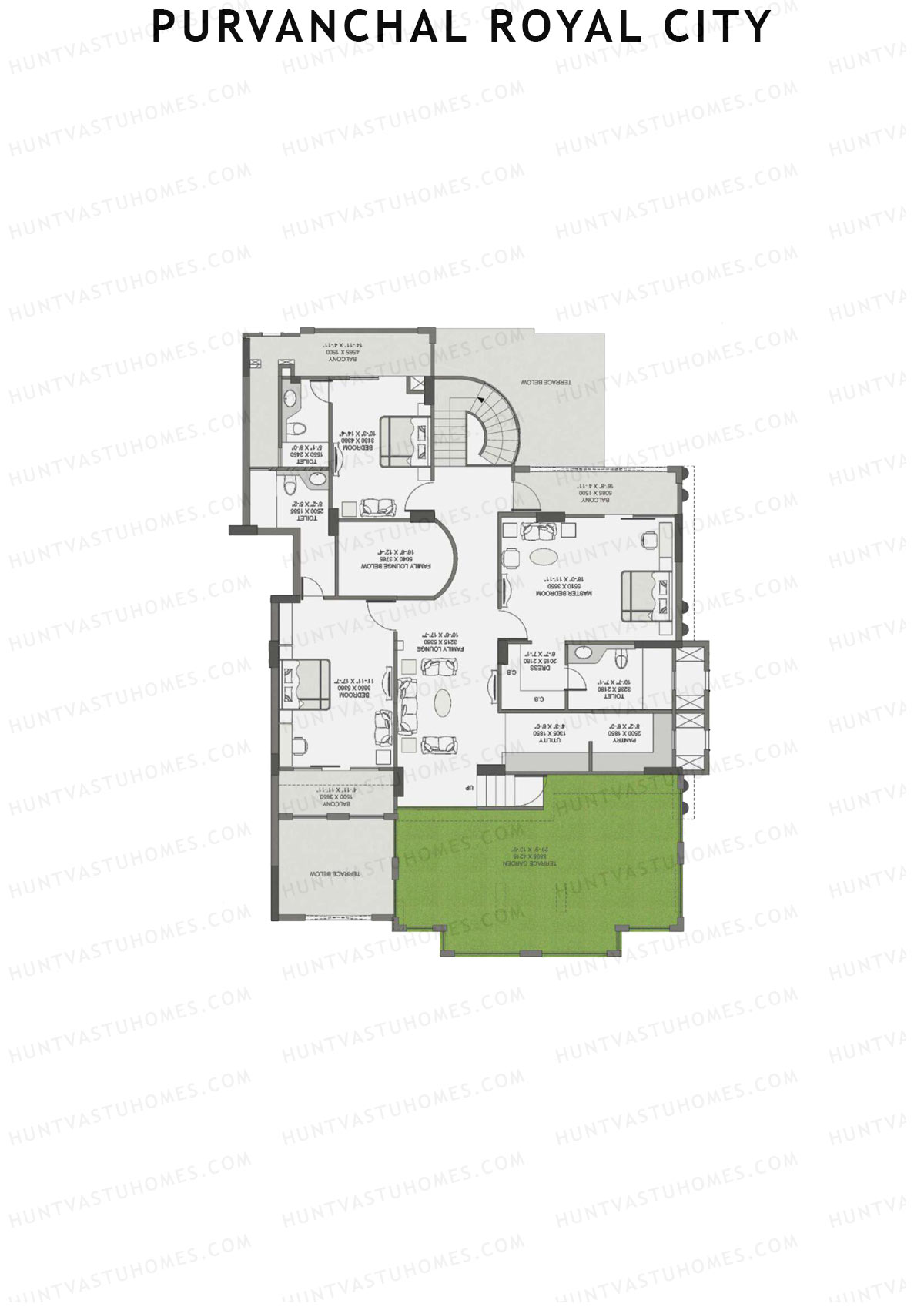 Purvanchal Royal City Tower 14 Unit 3 (Duplex ) Floor Plan