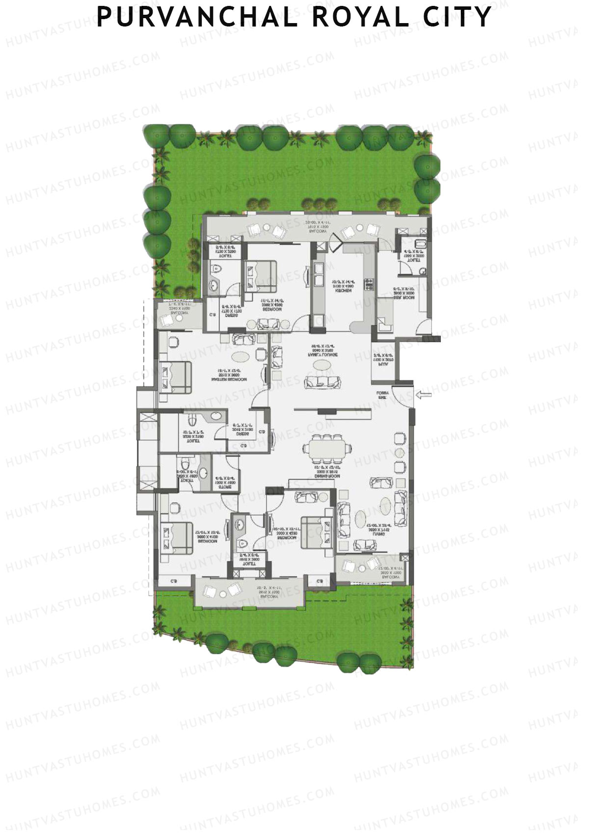 Purvanchal Royal City Tower 14 Unit 4 (Type A1) Floor Plan