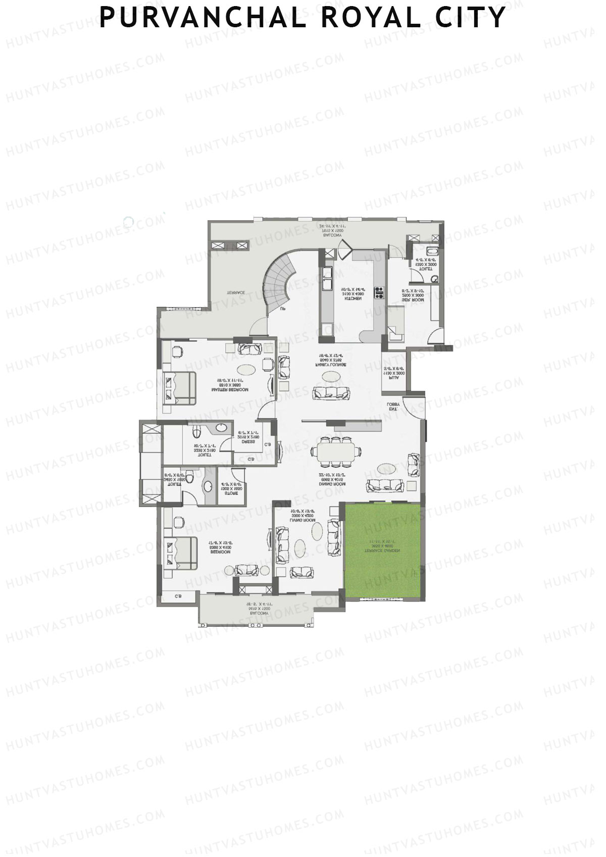 Purvanchal Royal City Tower 14 Unit 4 (Duplex ) Floor Plan