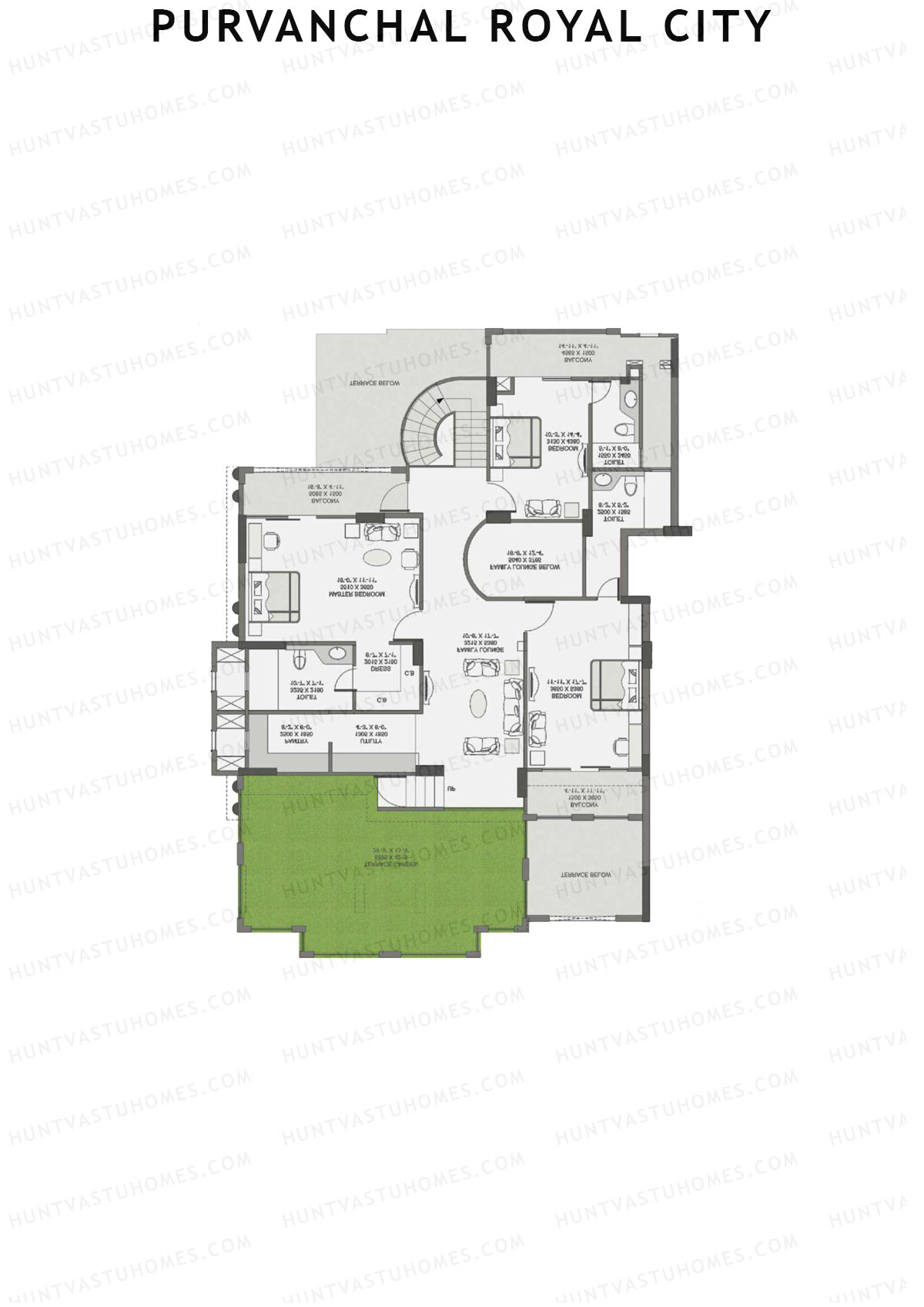 Purvanchal Royal City Tower 14 Unit 4 (Duplex ) Floor Plan