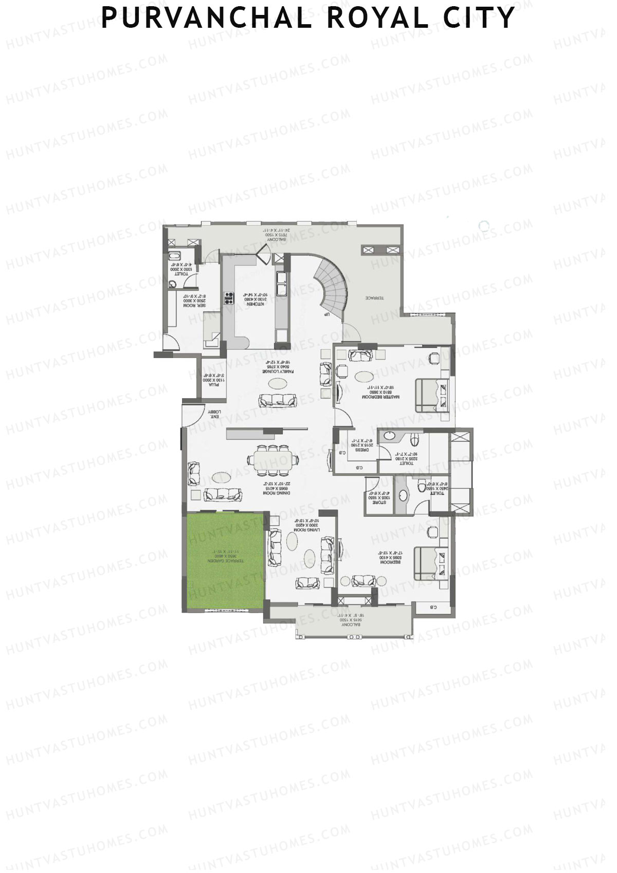 Purvanchal Royal City Tower 15 Unit 6 (Duplex ) Floor Plan