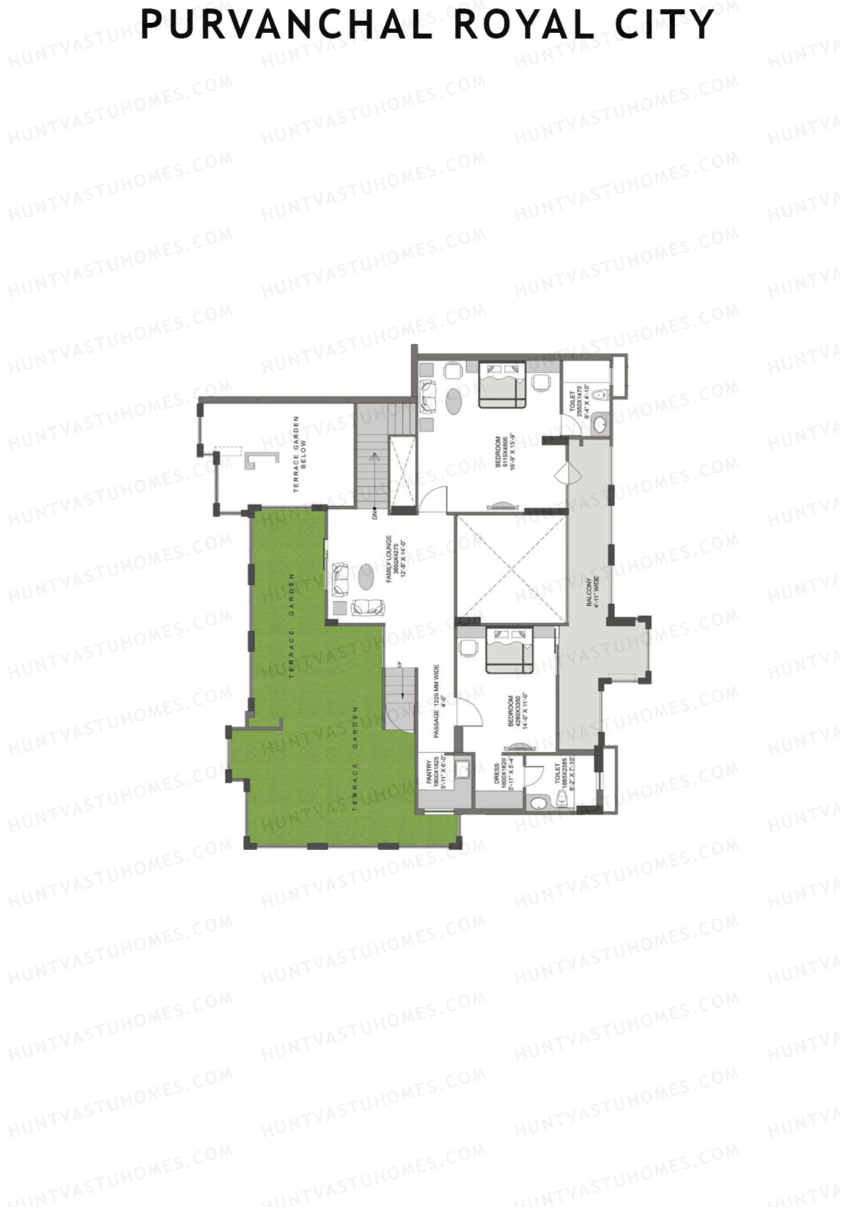 Purvanchal Royal City Tower 5 Unit 1 (Duplex ) Floor Plan