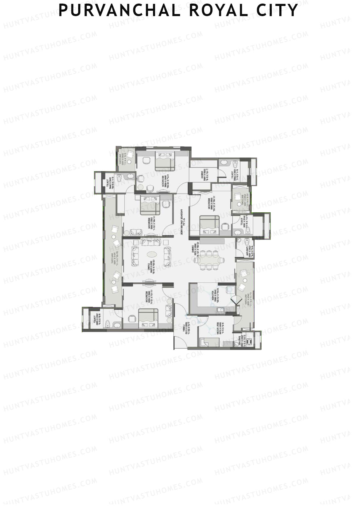 Purvanchal Royal City Tower 5 Unit 2 (Type A2) Floor Plan