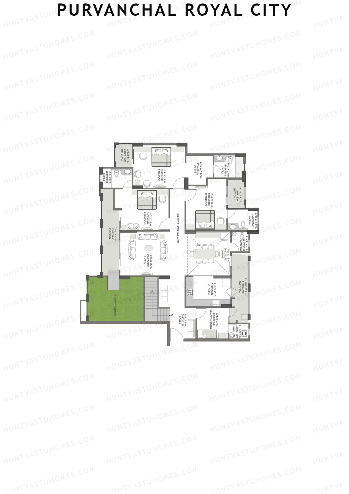 Purvanchal Royal City Tower 5 Unit 2 (Duplex ) Floor Plan