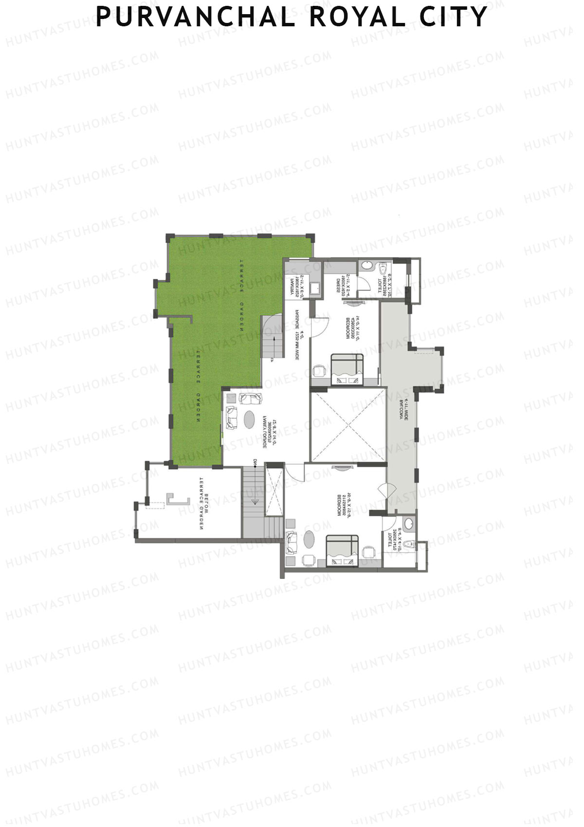 Purvanchal Royal City Tower 5 Unit 2 (Duplex ) Floor Plan