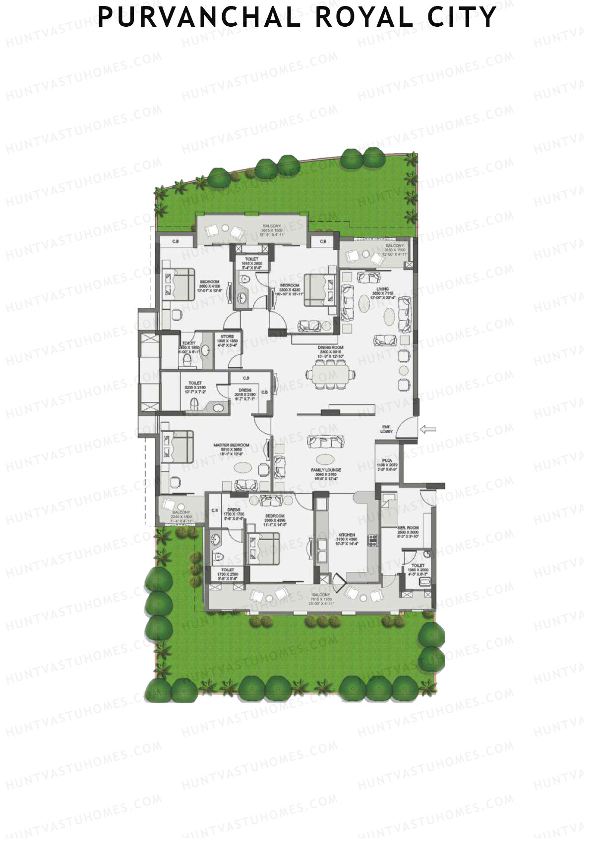 Purvanchal Royal City Tower 6 Unit 1 (Type A1) Floor Plan