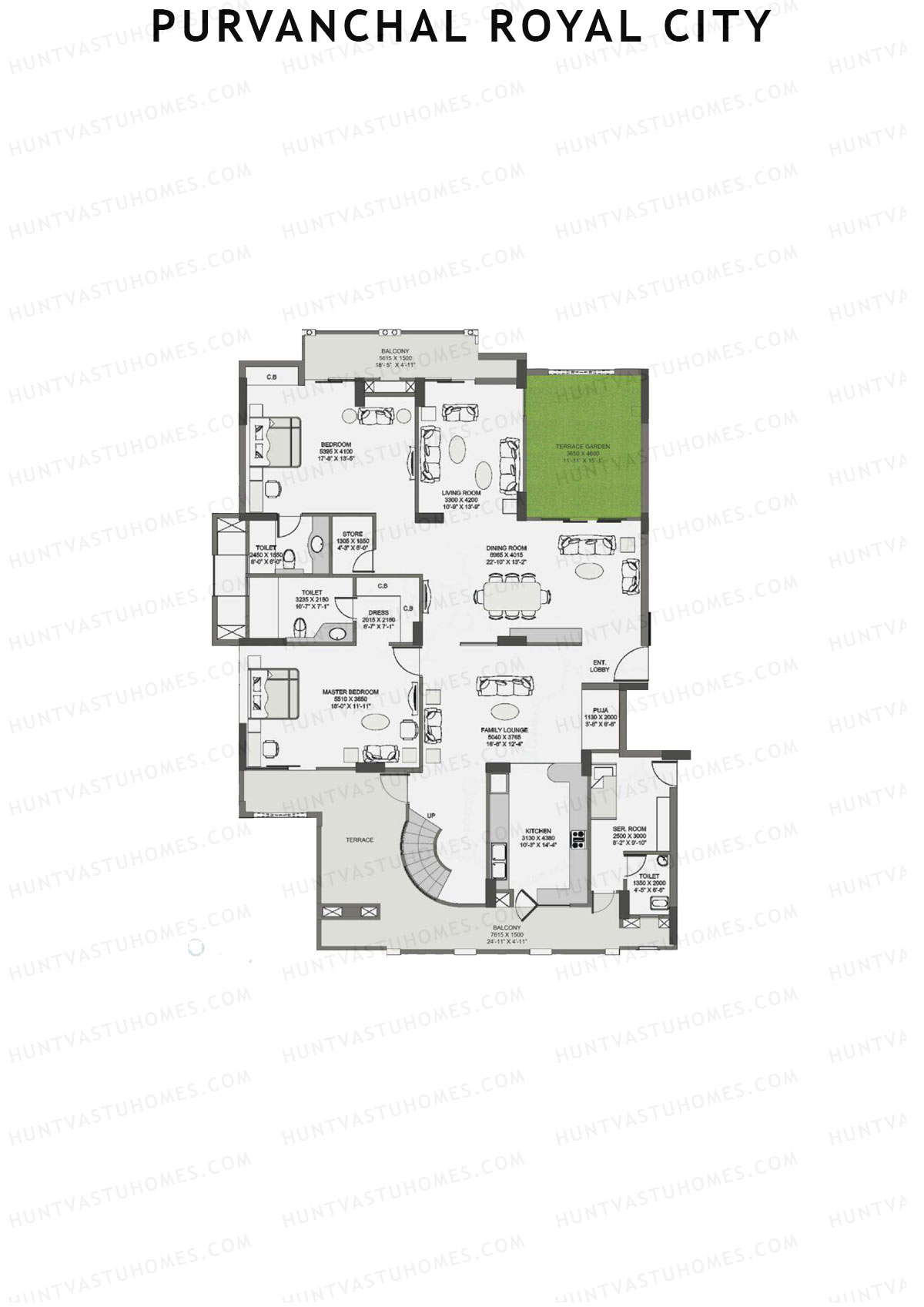 Purvanchal Royal City Tower 6 Unit 1 (Duplex ) Floor Plan