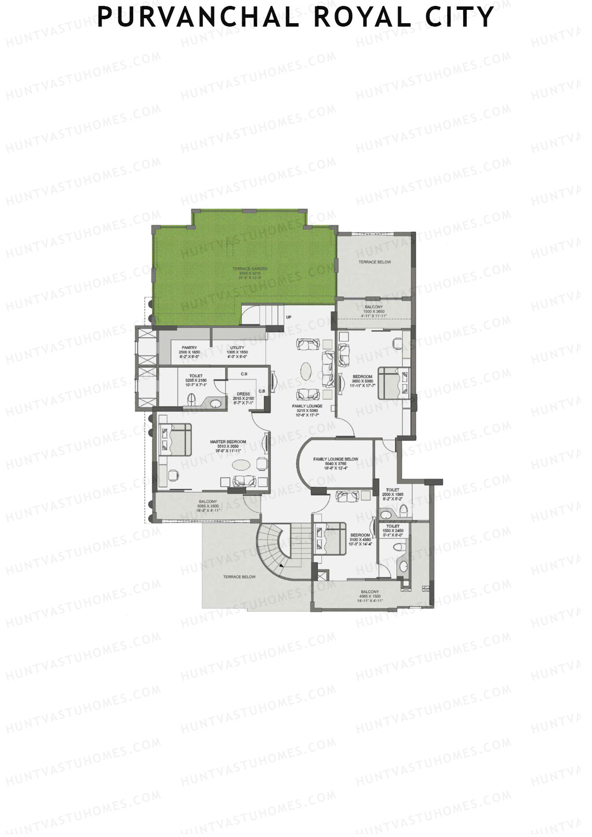 Purvanchal Royal City Tower 6 Unit 1 (Duplex ) Floor Plan