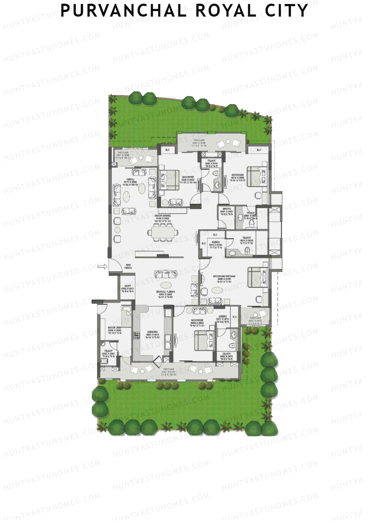 Purvanchal Royal City Tower 6 Unit 2 (Type A1) Floor Plan