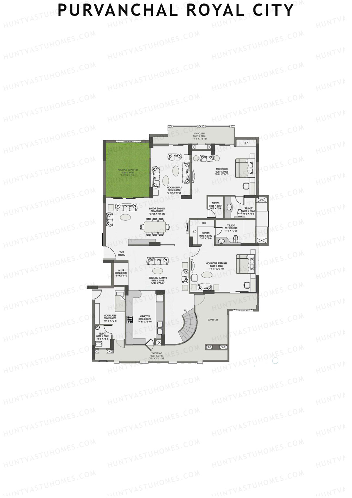 Purvanchal Royal City Tower 6 Unit 2  (Duplex ) Floor Plan