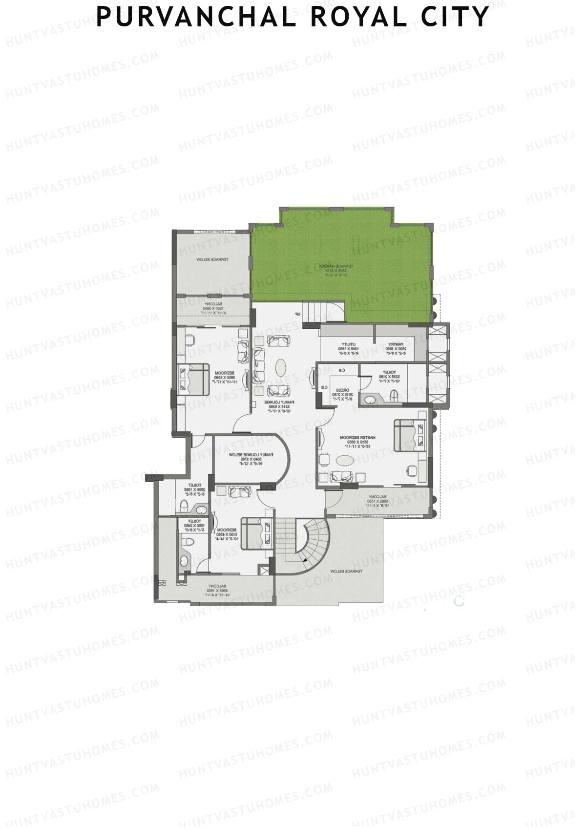 Purvanchal Royal City Tower 6 Unit 2  (Duplex ) Floor Plan