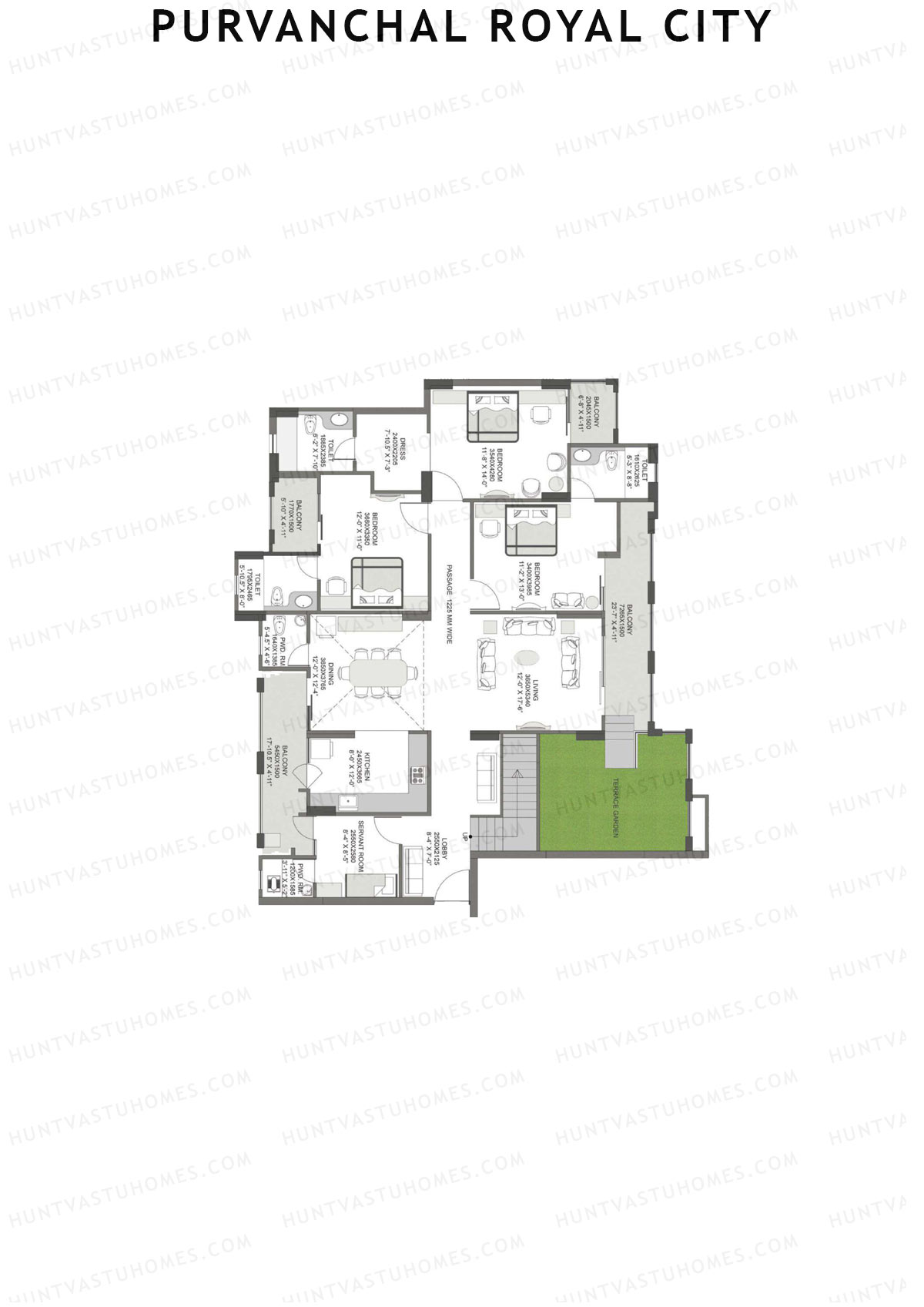 Purvanchal Royal City Tower 7 Unit 3 (Duplex ) Floor Plan