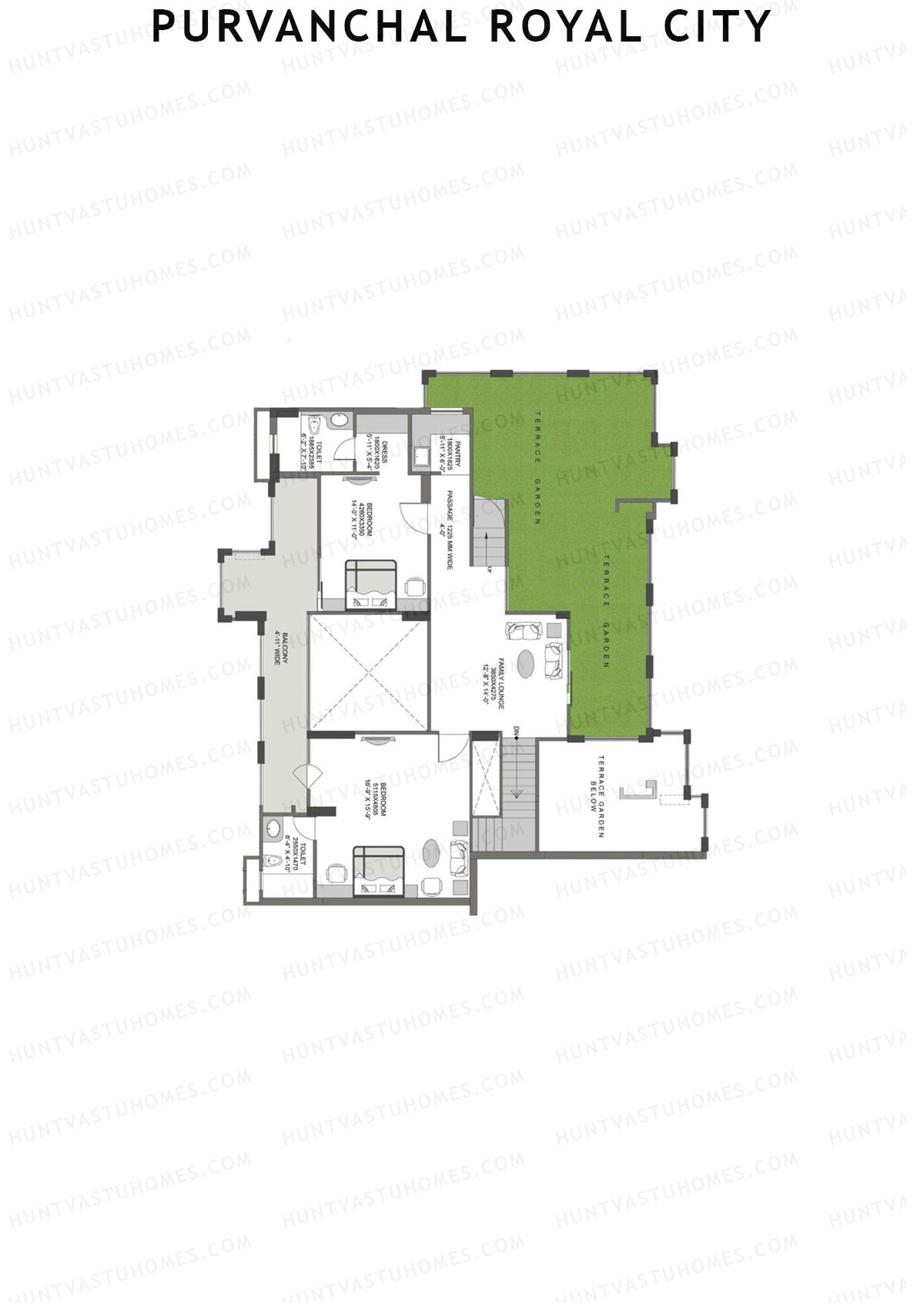 Purvanchal Royal City Tower 7 Unit 3 (Duplex ) Floor Plan