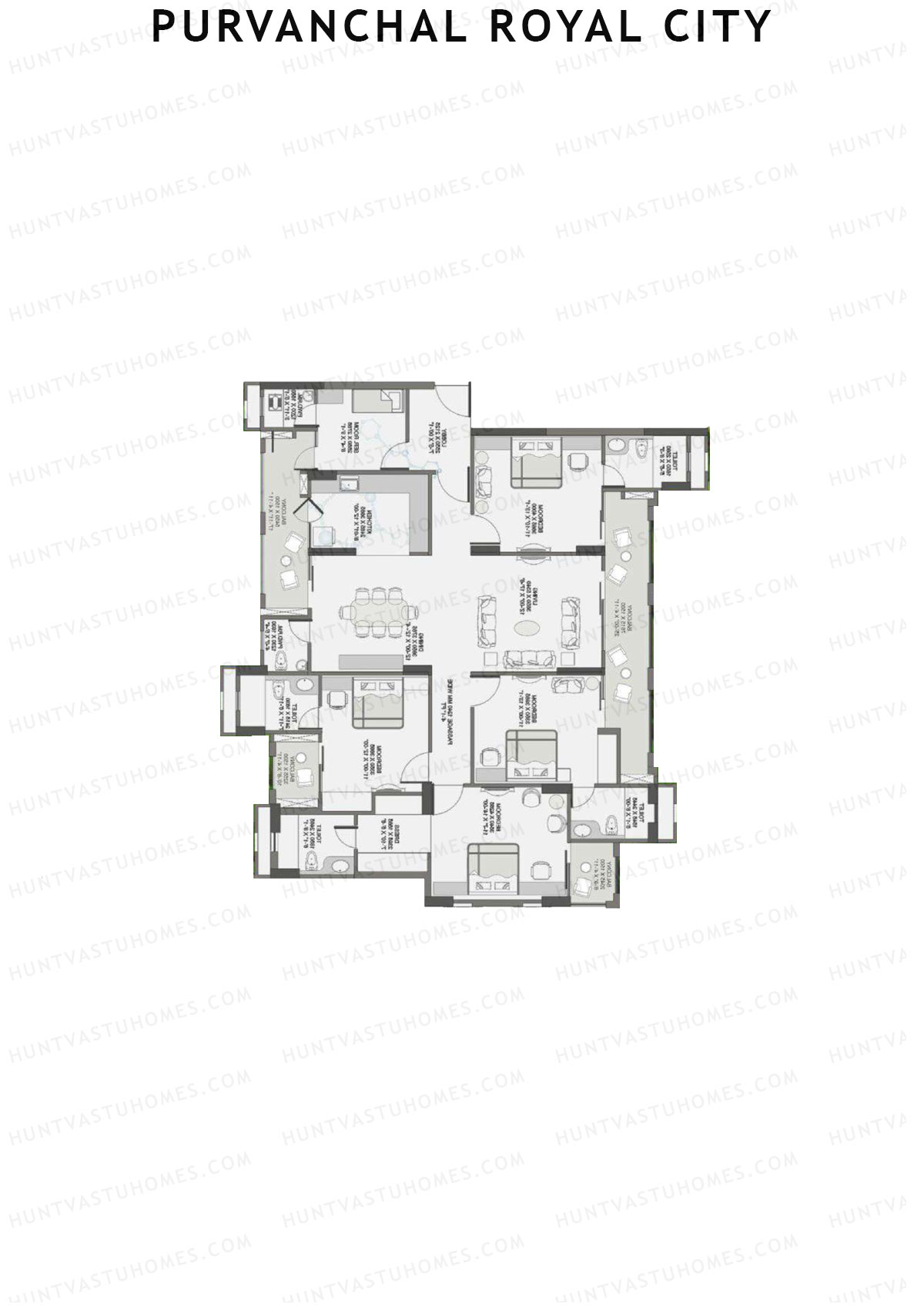 Purvanchal Royal City Tower 7 Unit 4 (Type A2) Floor Plan
