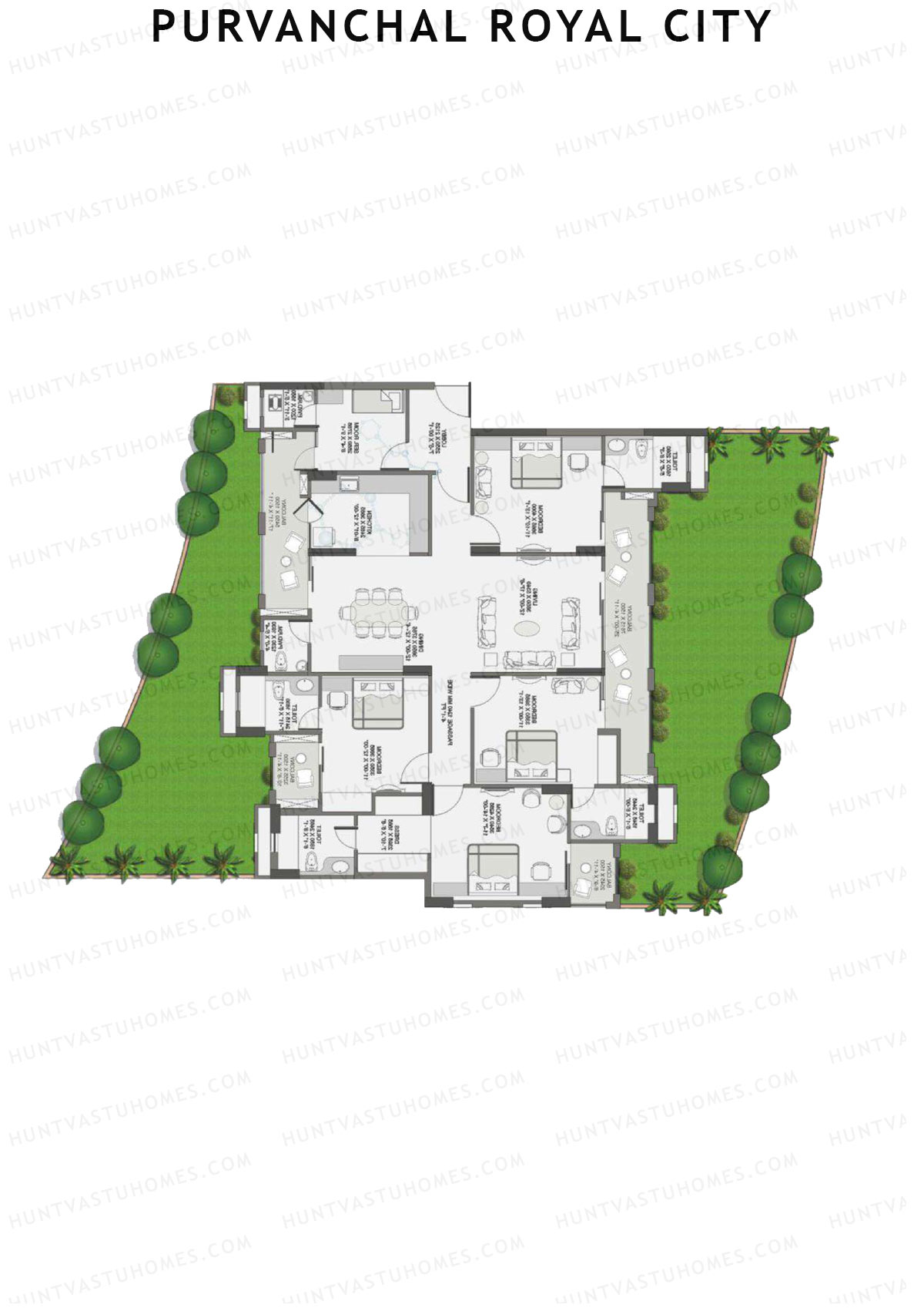 Purvanchal Royal City Tower 7 Unit 4 (Type A2) Floor Plan