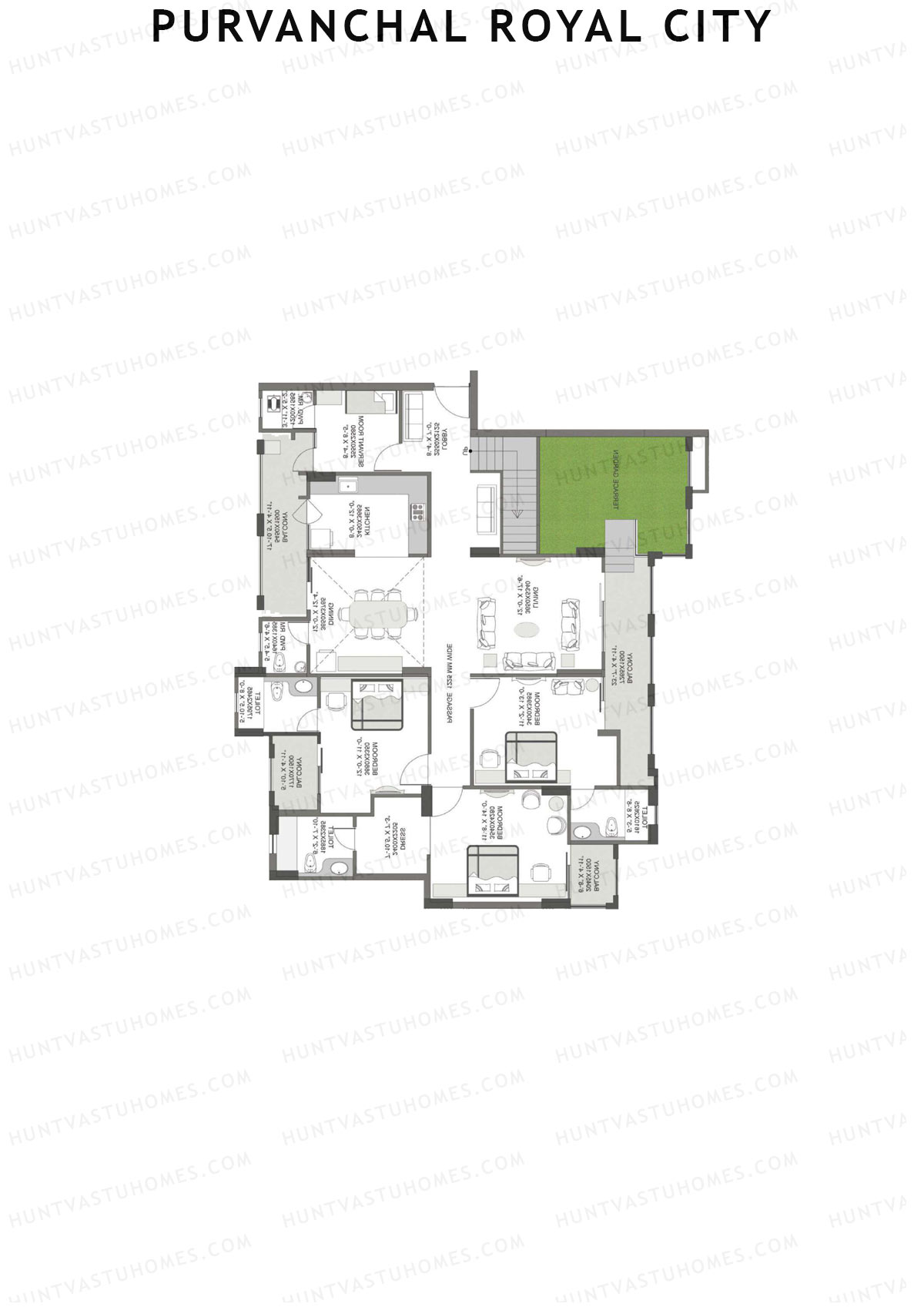 Purvanchal Royal City Tower 7 Unit 4 (Duplex ) Floor Plan