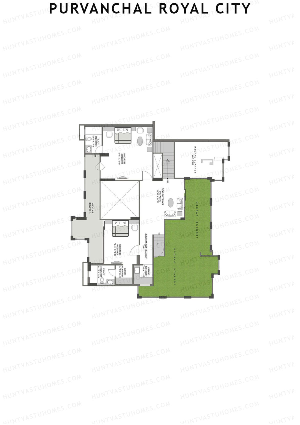 Purvanchal Royal City Tower 7 Unit 4 (Duplex ) Floor Plan