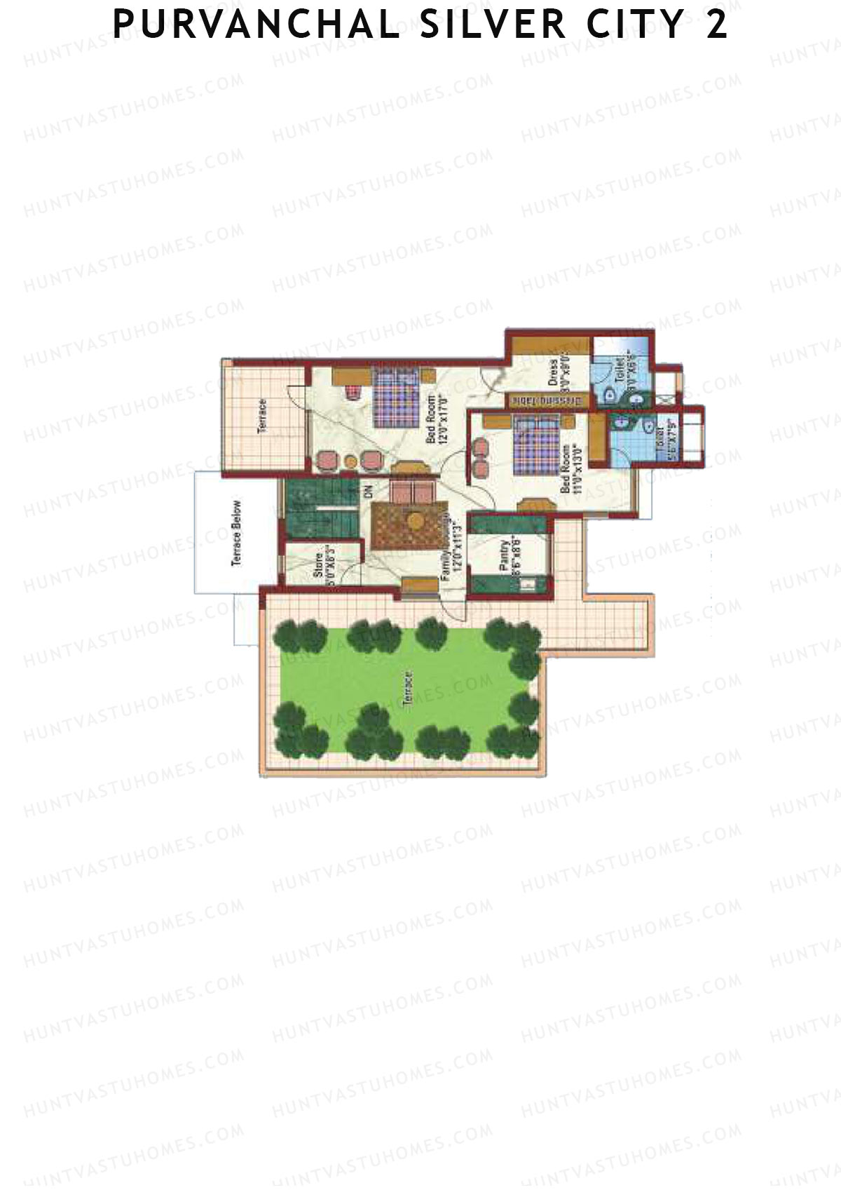 Purvanchal Silver City 2 Tower 15 Unit 2 TYPE PH LW(Penthouse) Floor Plan
