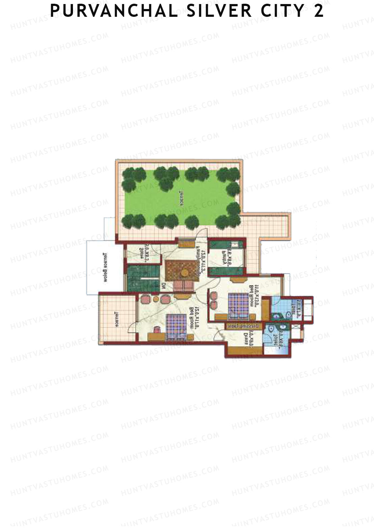 Purvanchal Silver City 2 Tower 16 Unit 1 TYPE PH LW(Penthouse) Floor Plan