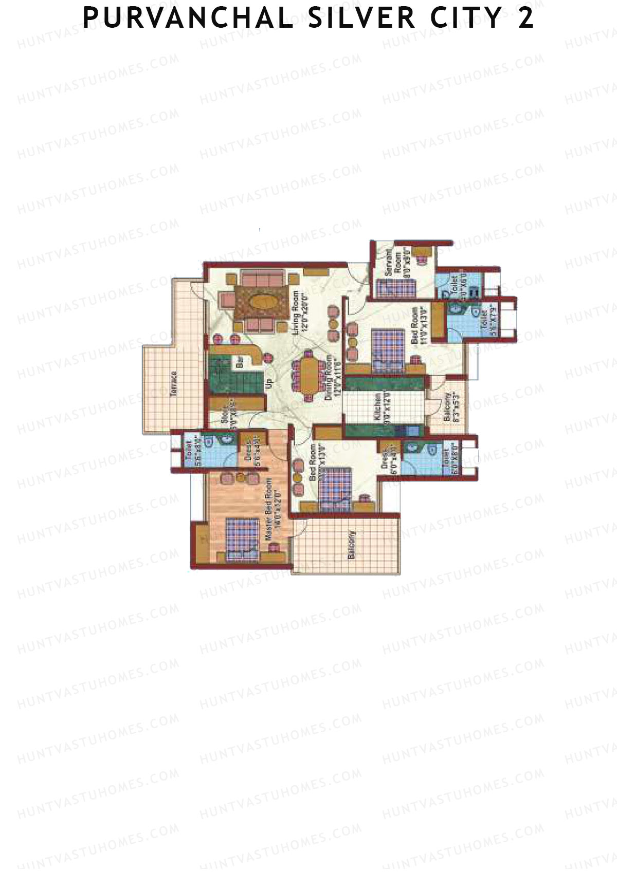 Purvanchal Silver City 2 Tower 19 Unit 2 TYPE PH LW(Penthouse) Floor Plan