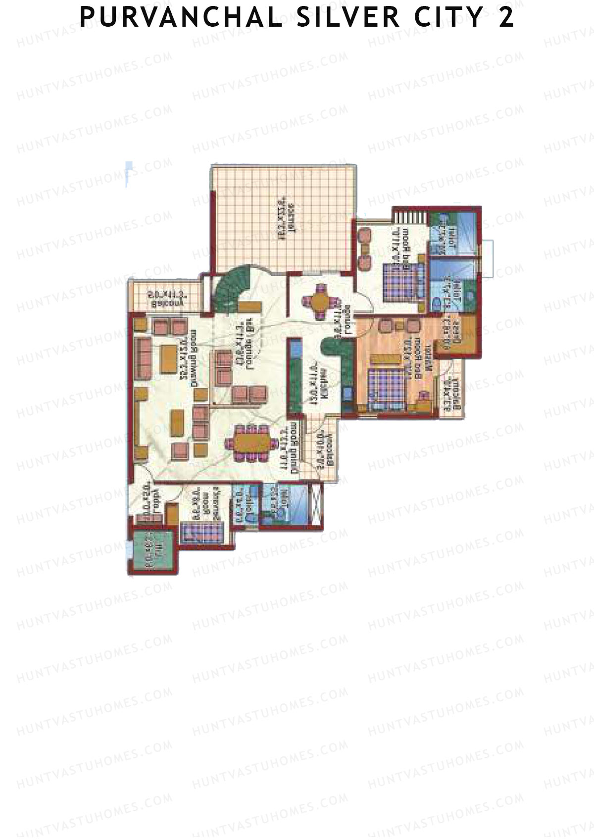 Purvanchal Silver City 2 Tower 1 Unit 2 TYPE PH LW(Penthouse) Floor Plan