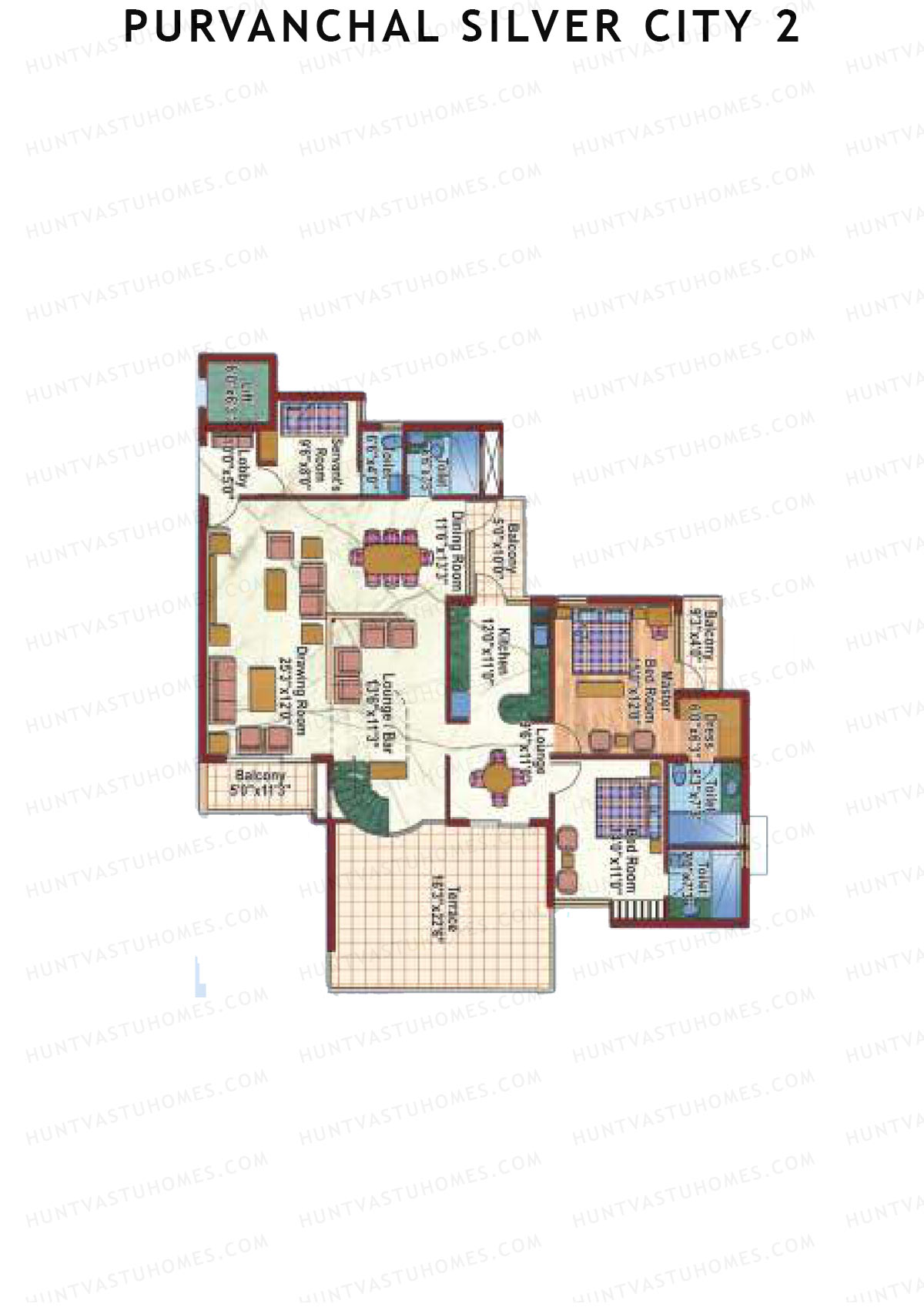 Purvanchal Silver City 2 Tower 1 Unit 3 TYPE PH LW(Penthouse) Floor Plan