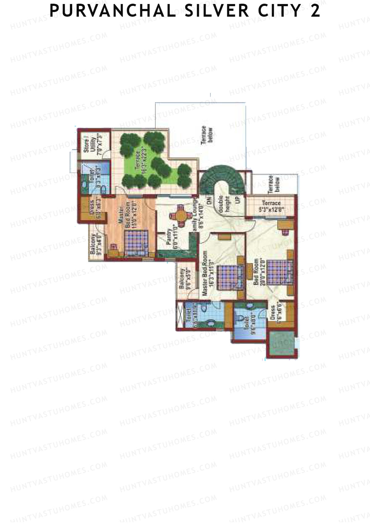 Purvanchal Silver City 2 Tower 2 Unit 1 TYPE PH LW(Penthouse) Floor Plan