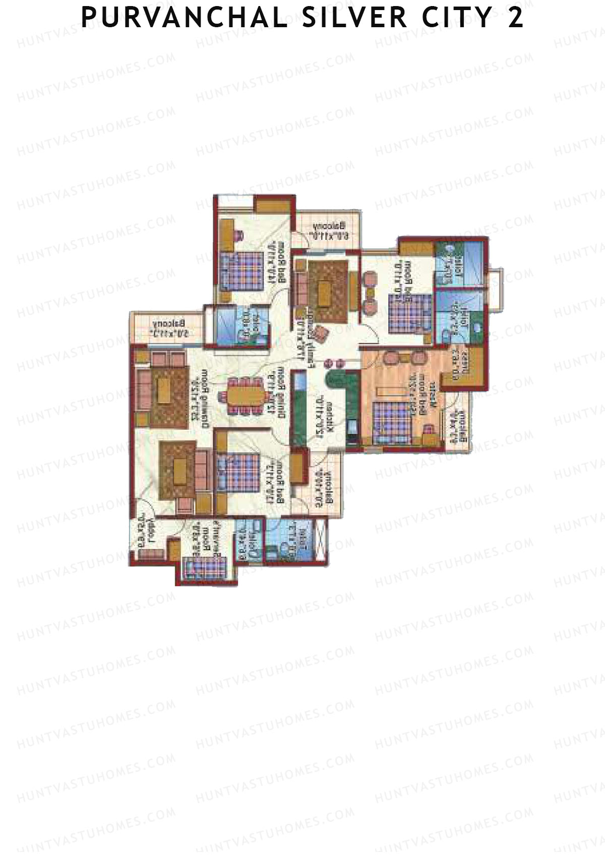 Purvanchal Silver City 2 Tower 2 Unit 2 (Type A1) Floor Plan