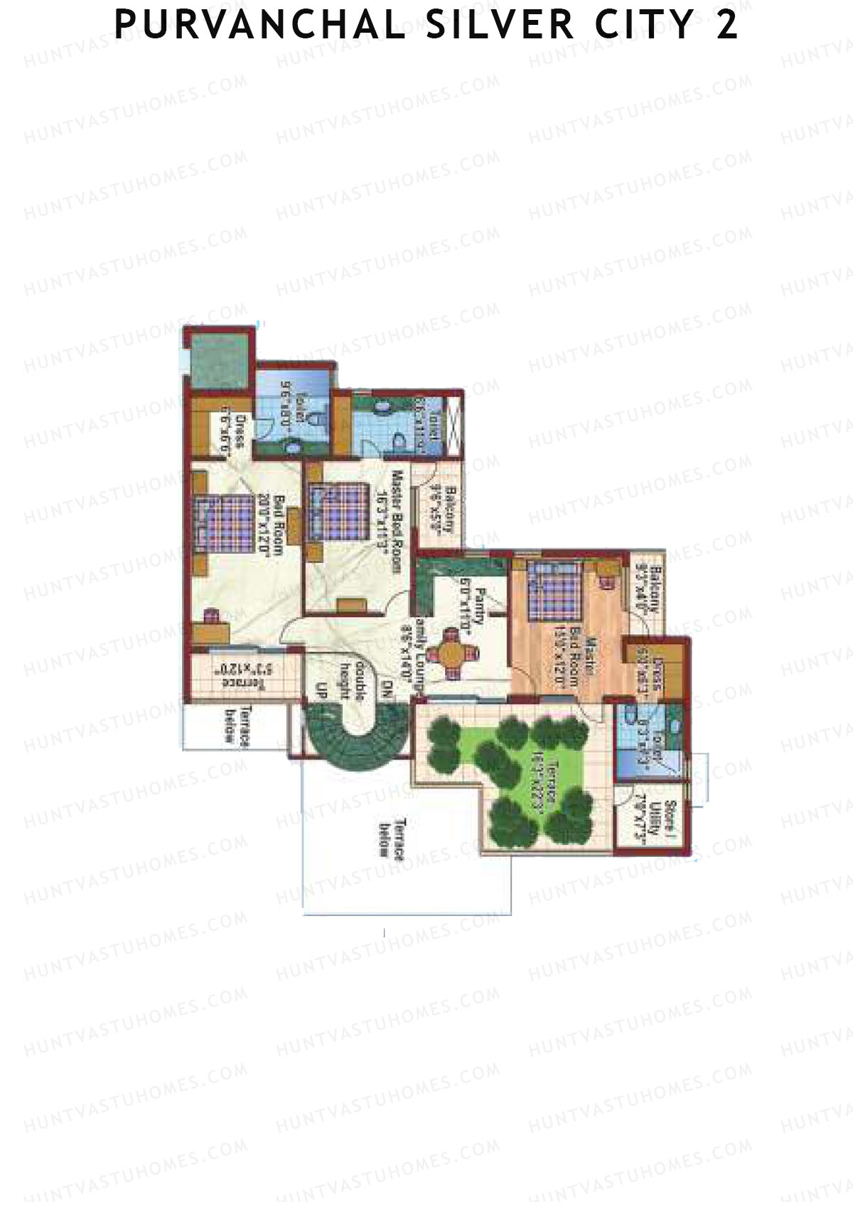 Purvanchal Silver City 2 Tower 2 Unit 3 TYPE PH LW(Penthouse) Floor Plan