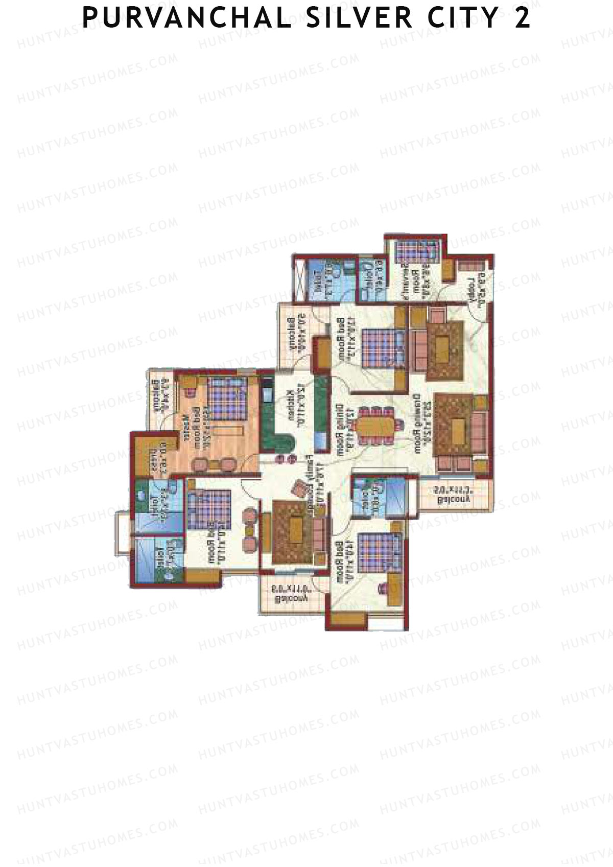 Purvanchal Silver City 2 Tower 2 Unit 4 (Type A1) Floor Plan