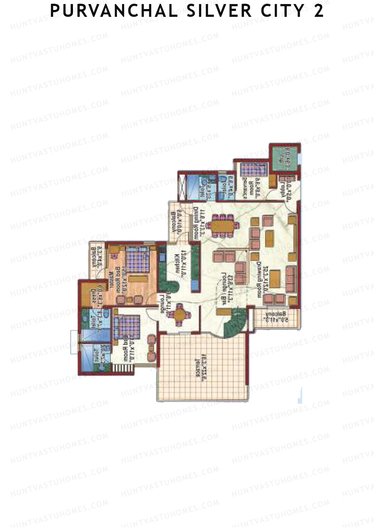 Purvanchal Silver City 2 Tower 2 Unit 4 TYPE PH LW(Penthouse) Floor Plan