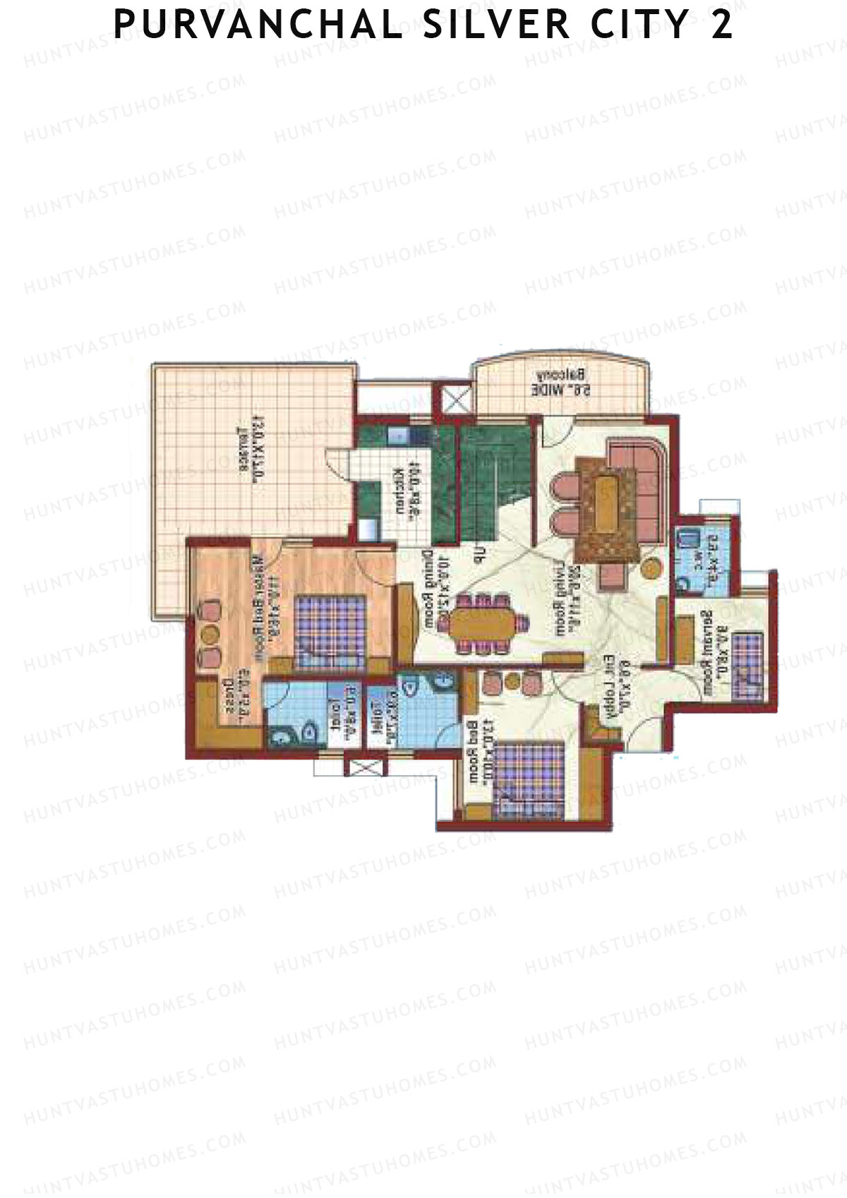Purvanchal Silver City 2 Tower 3 Unit 1 TYPE PH LW(Penthouse) Floor Plan