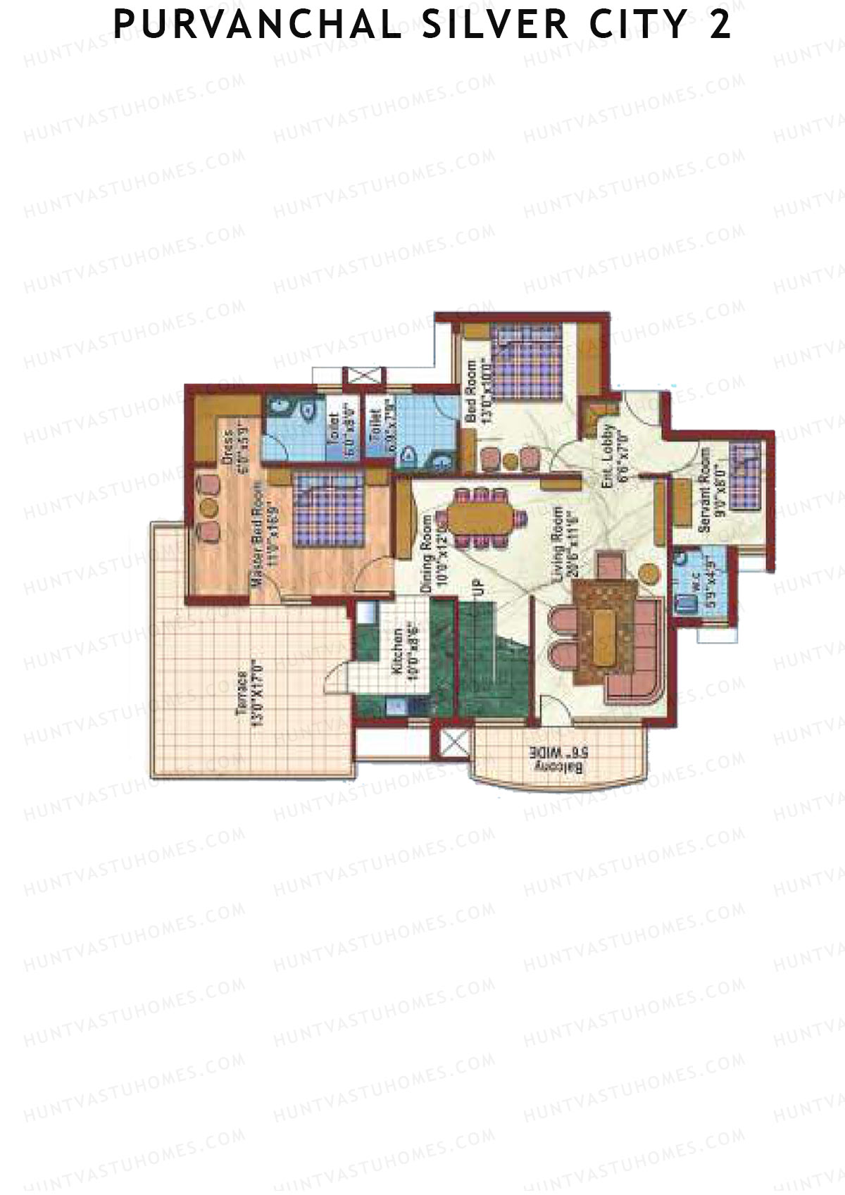 Purvanchal Silver City 2 Tower 3 Unit 4 TYPE PH LW(Penthouse) Floor Plan