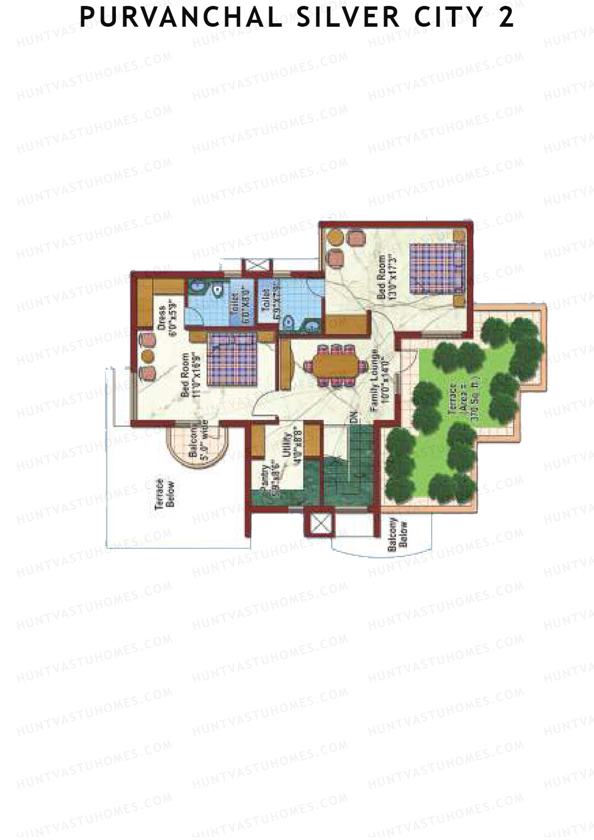 Purvanchal Silver City 2 Tower 6 Unit 4 TYPE PH LW(Penthouse) Floor Plan