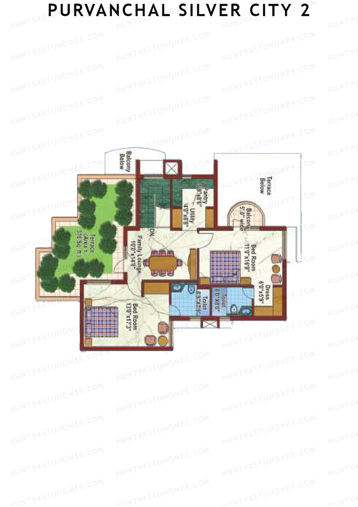Purvanchal Silver City 2 Tower 7 Unit 2 TYPE PH LW(Penthouse) Floor Plan