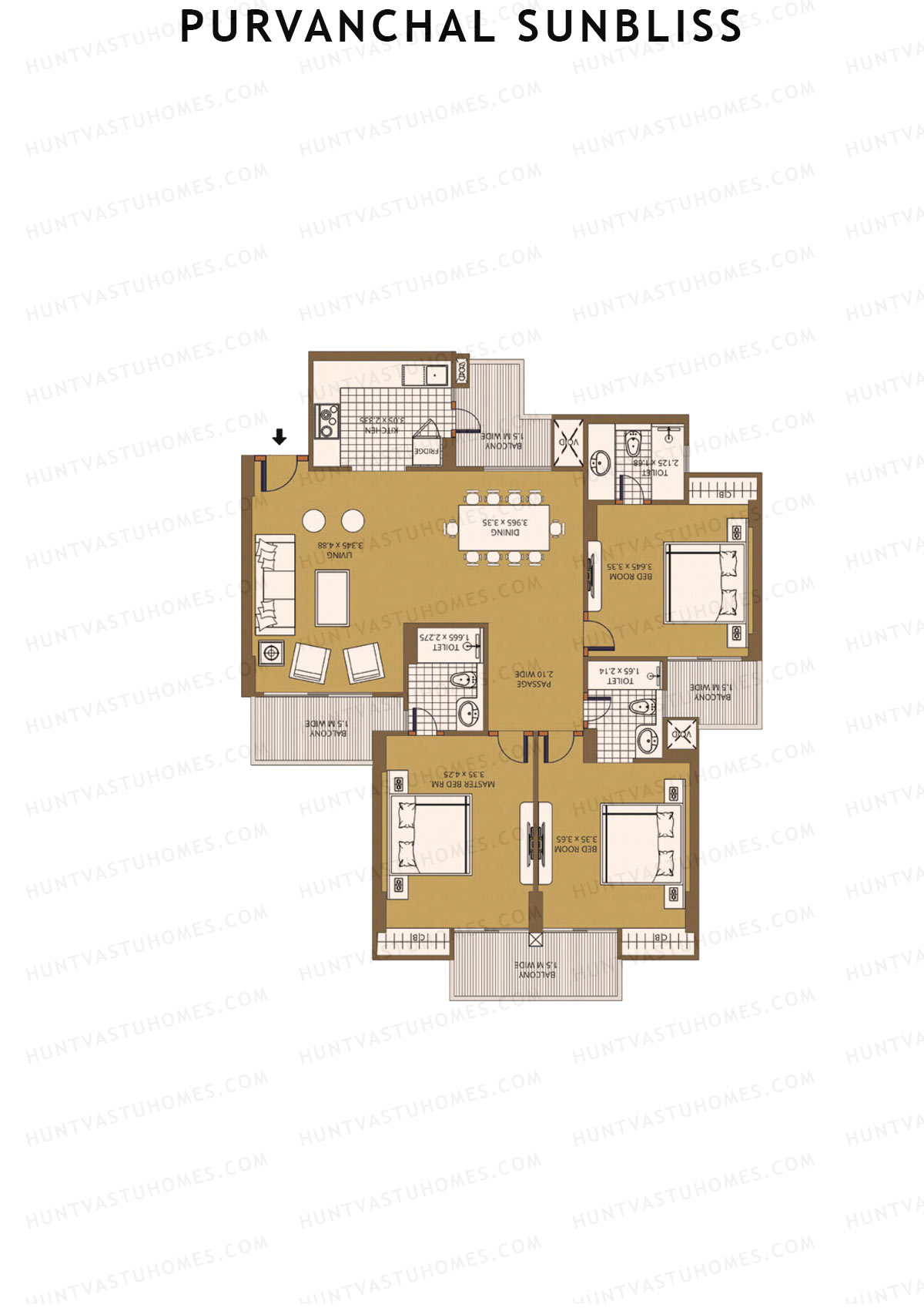 Purvanchal Sunbliss Tower 5 Unit 6 (Type A4) Floor Plan