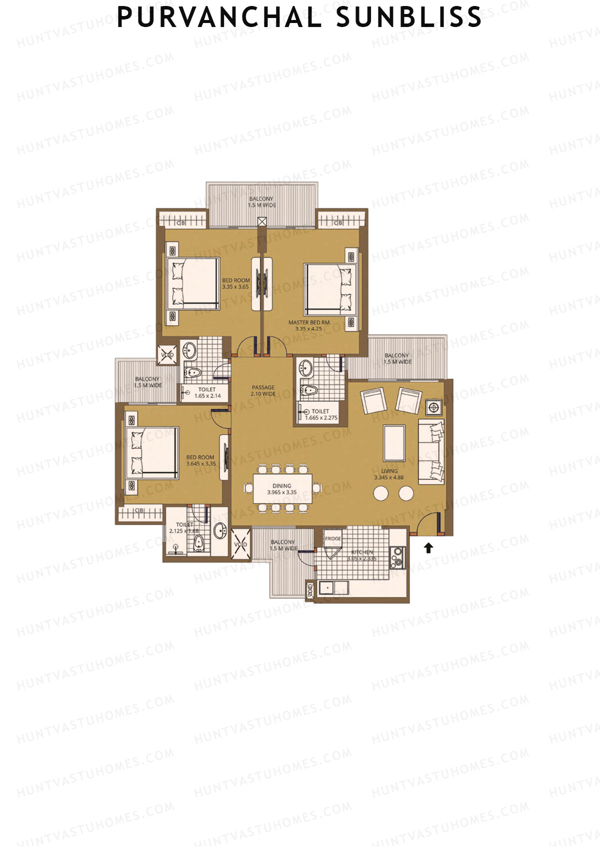 Purvanchal Sunbliss Tower 5 Unit 8 (Type A4) Floor Plan