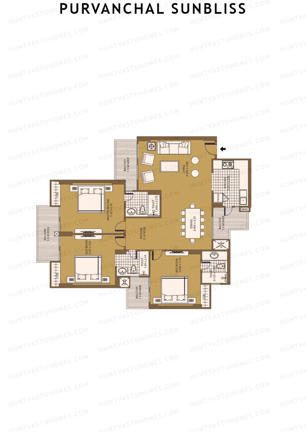Purvanchal Sunbliss Tower 6 Unit 6 (Type A4) Floor Plan