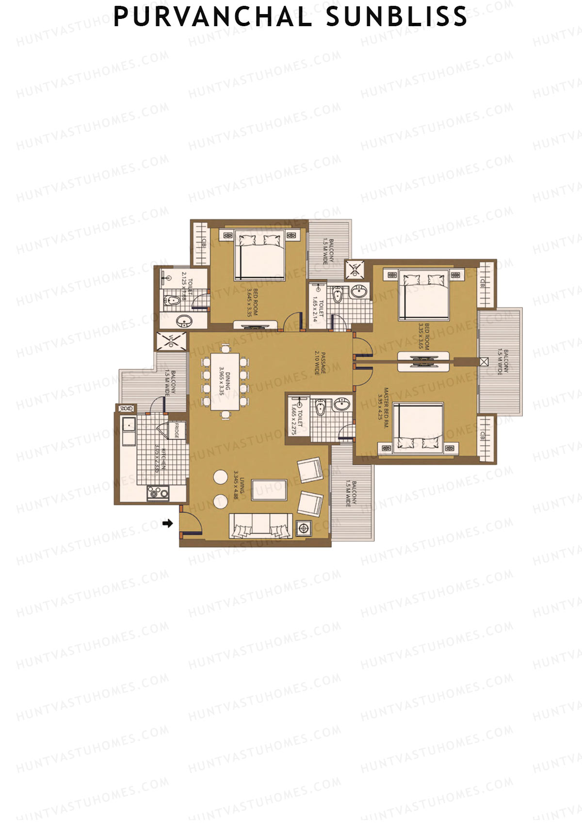 Purvanchal Sunbliss Tower 6 Unit 8 (Type A4) Floor Plan