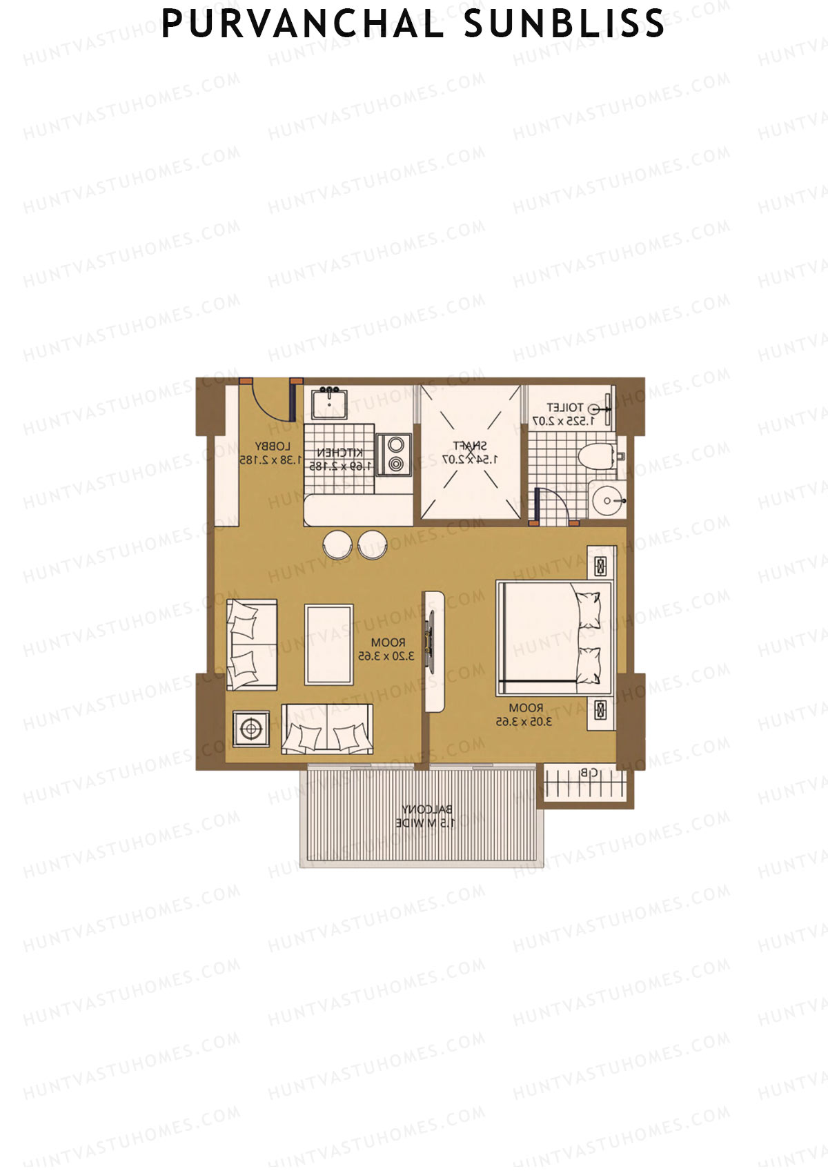 Purvanchal Sunbliss Tower 7 Unit 14 (Type A5) Floor Plan