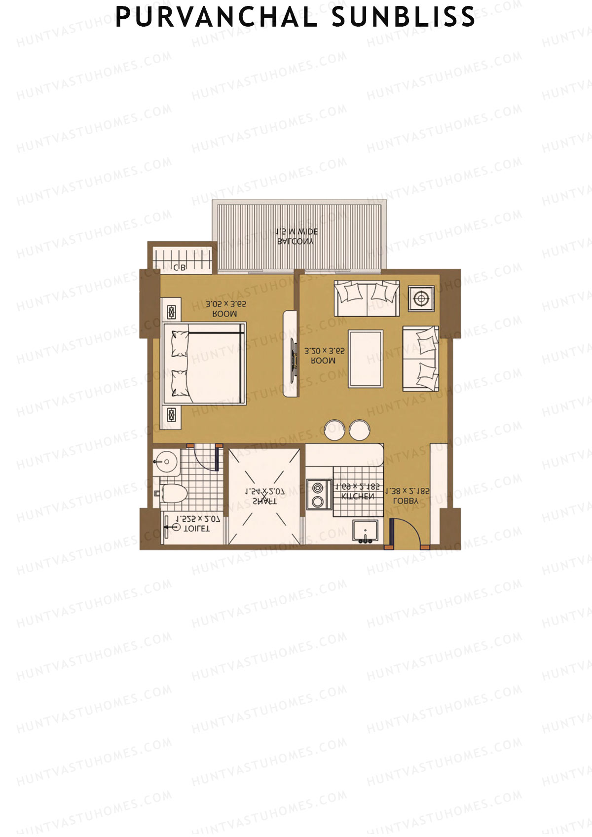 Purvanchal Sunbliss Tower 7 Unit 7 (Type A5) Floor Plan