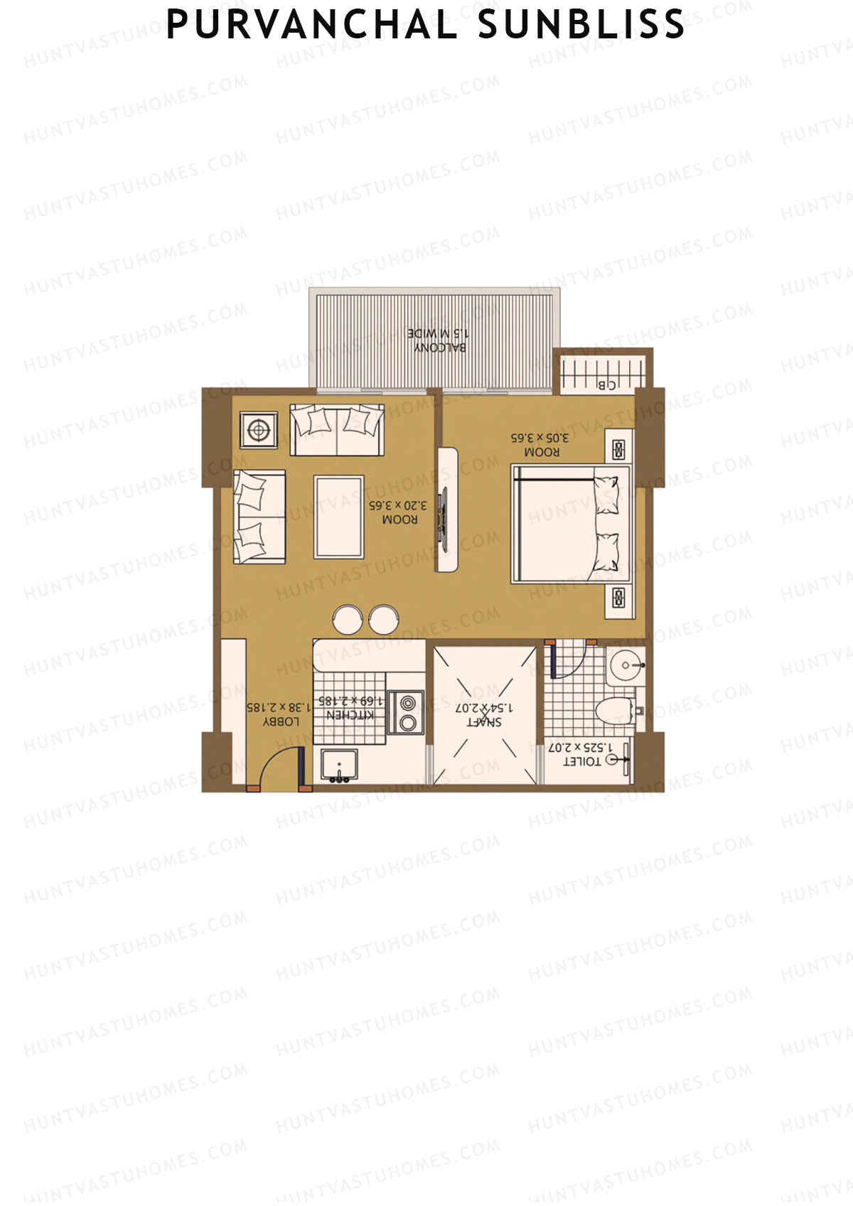 Purvanchal Sunbliss Tower 7 Unit 8 (Type A5) Floor Plan