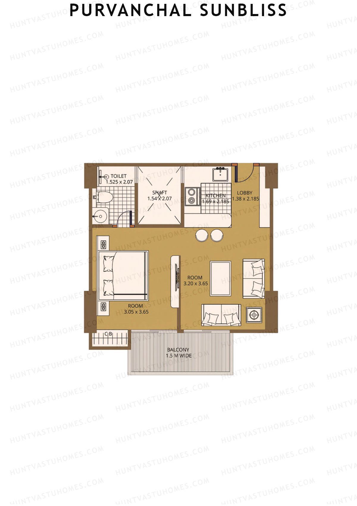 Purvanchal Sunbliss Tower 7 Unit 9 (Type A5) Floor Plan