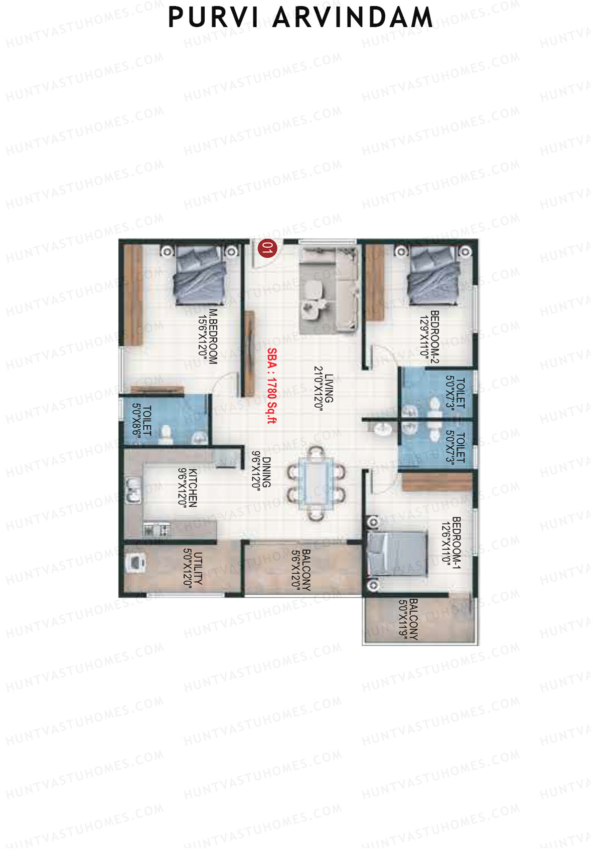 Purvi Arvindam Tower 1 Unit 1 Floor Plan