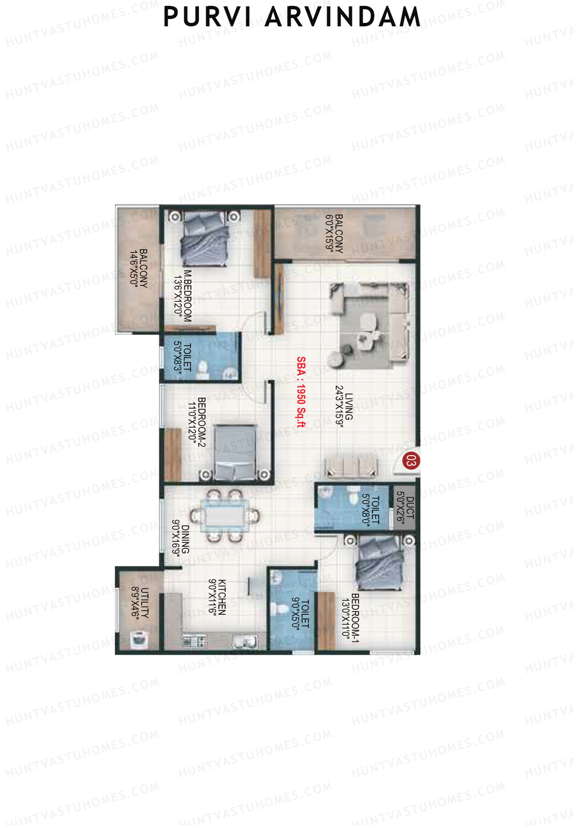Purvi Arvindam Tower 1 Unit 3 Floor Plan