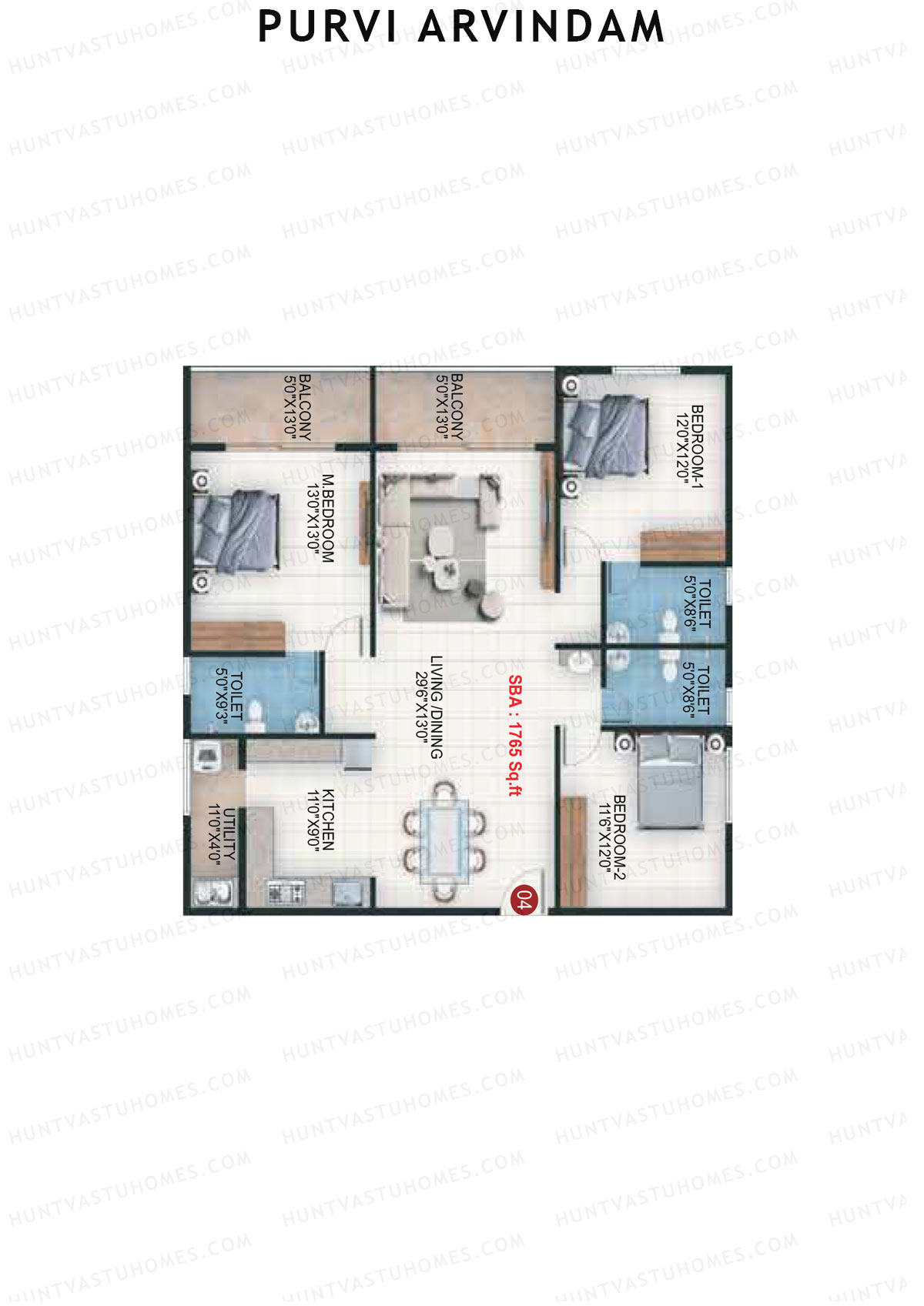 Purvi Arvindam Tower 1 Unit 5 Floor Plan