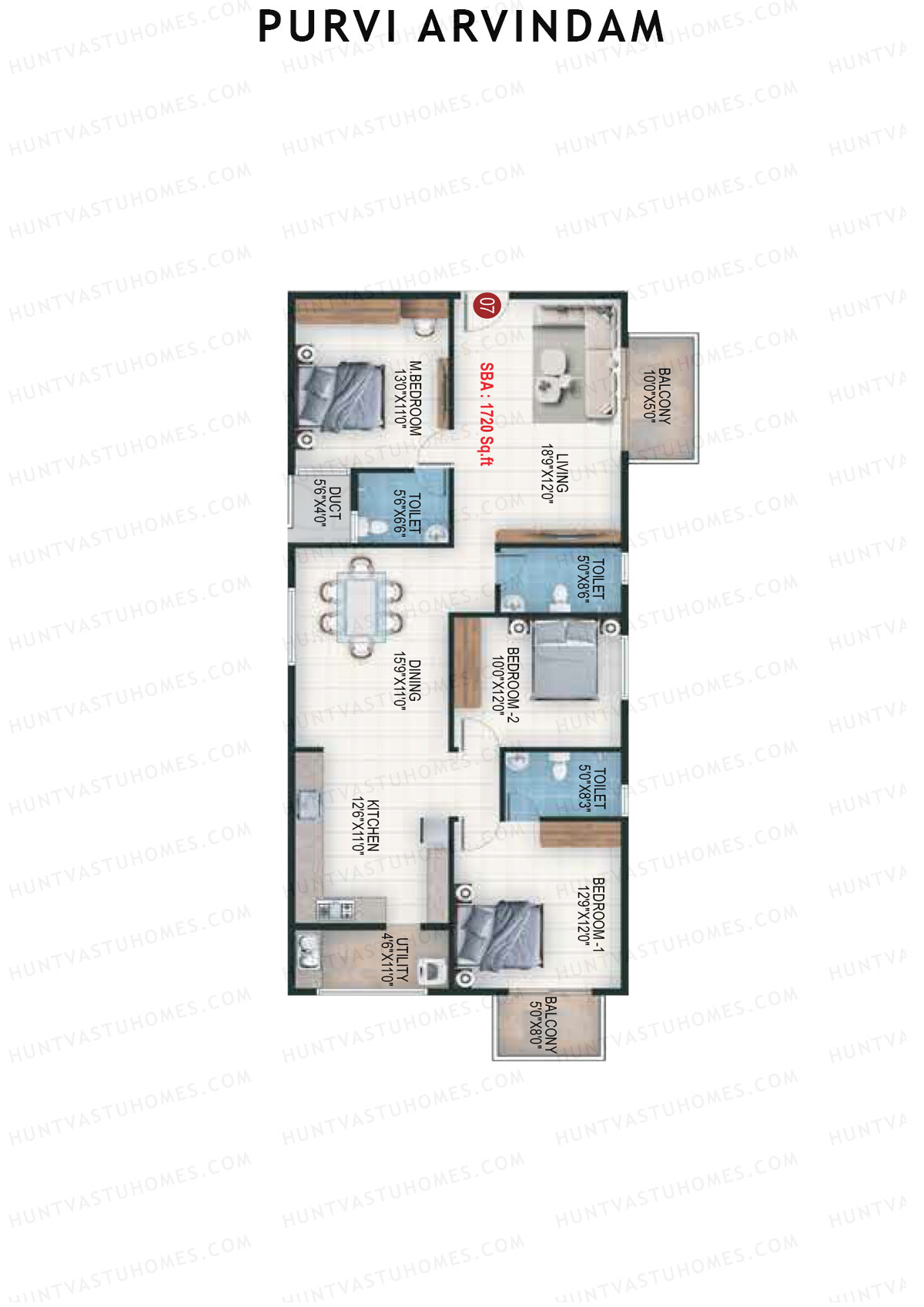 Purvi Arvindam Tower 1 Unit 7 Floor Plan