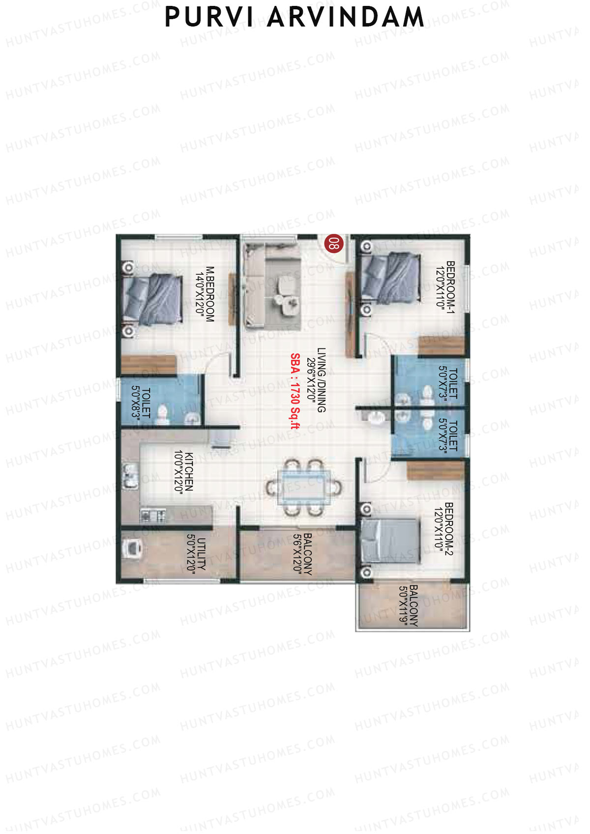 Purvi Arvindam Tower 1 Unit 8 Floor Plan